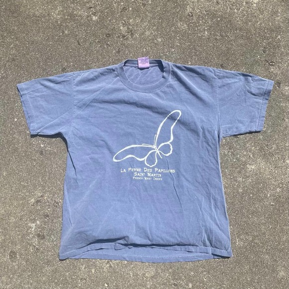 Vintage French West Indies Butterfly T-Shirt Women's Large - Picture 2 of 4